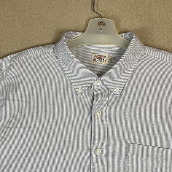 Faherty Shirt Mens XXL Blue Classic Striped‎ Long Sleeve Oxford Button Down - Picture 2 of 13